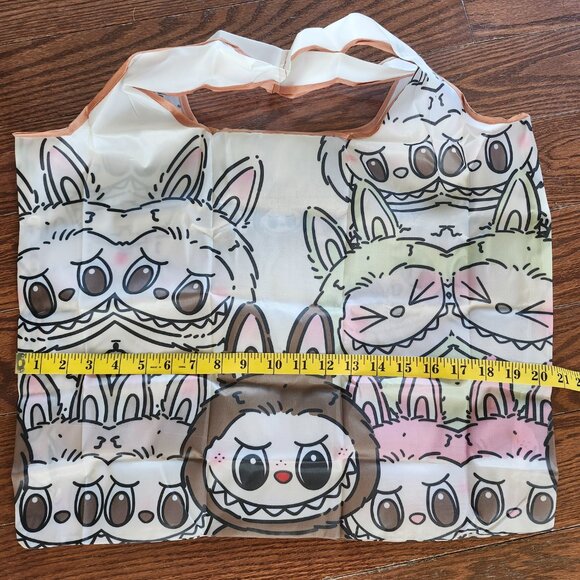 Labubu Grey Foldable Reusable Shopping Bag with Small Pouch – Nylon - Picture 6 of 13